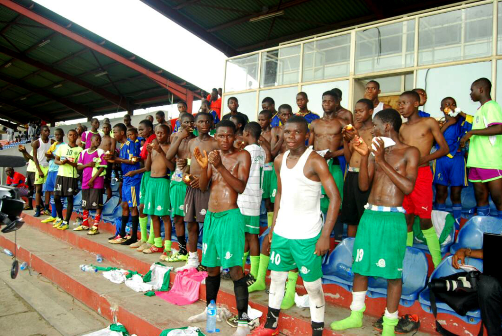 Young footballers in tournament