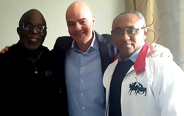 FIFA President Gianni Infantino, CAF President Ahmad Ahmad, NFF President Amaju Pinnick